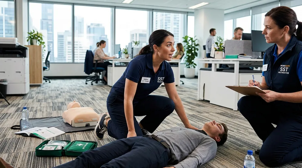 Secouriste appliquant les gestes de premiers secours en entreprise à Bricquebec-en-Cotentin
